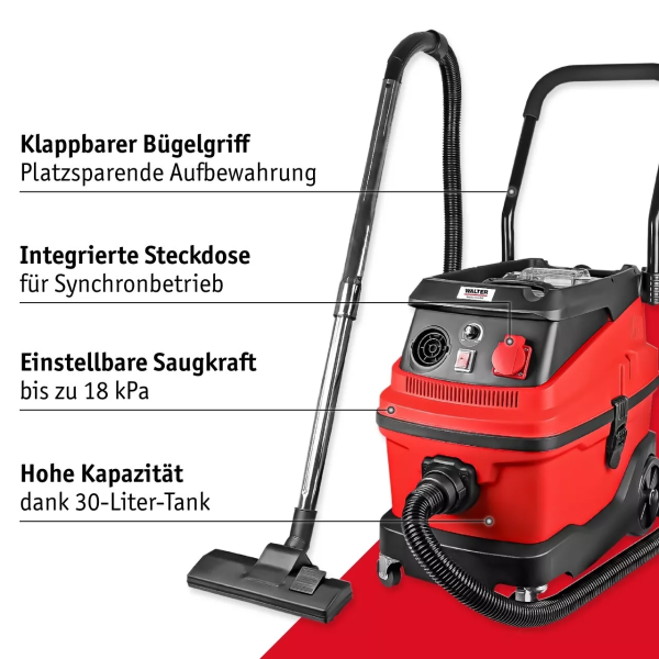 WALTER Staubsauger 3in1, Klopffunktion Nass Trocken Blasen Industriesauger, HEPA – Bild 3