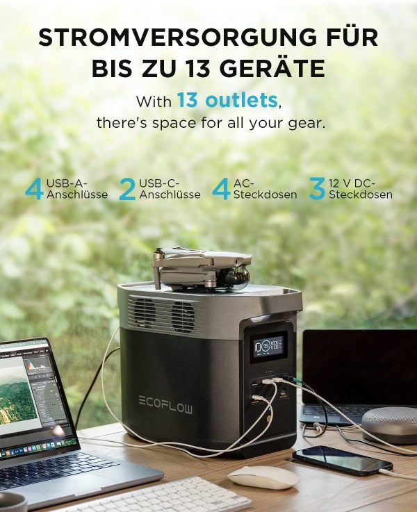 ECOFLOW Refurbished DELTA 2 Tragbare Powerstation 1024Wh Camping Solargenerator – Bild 6